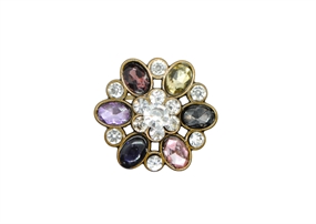 Øjeknap med farvede krystaller